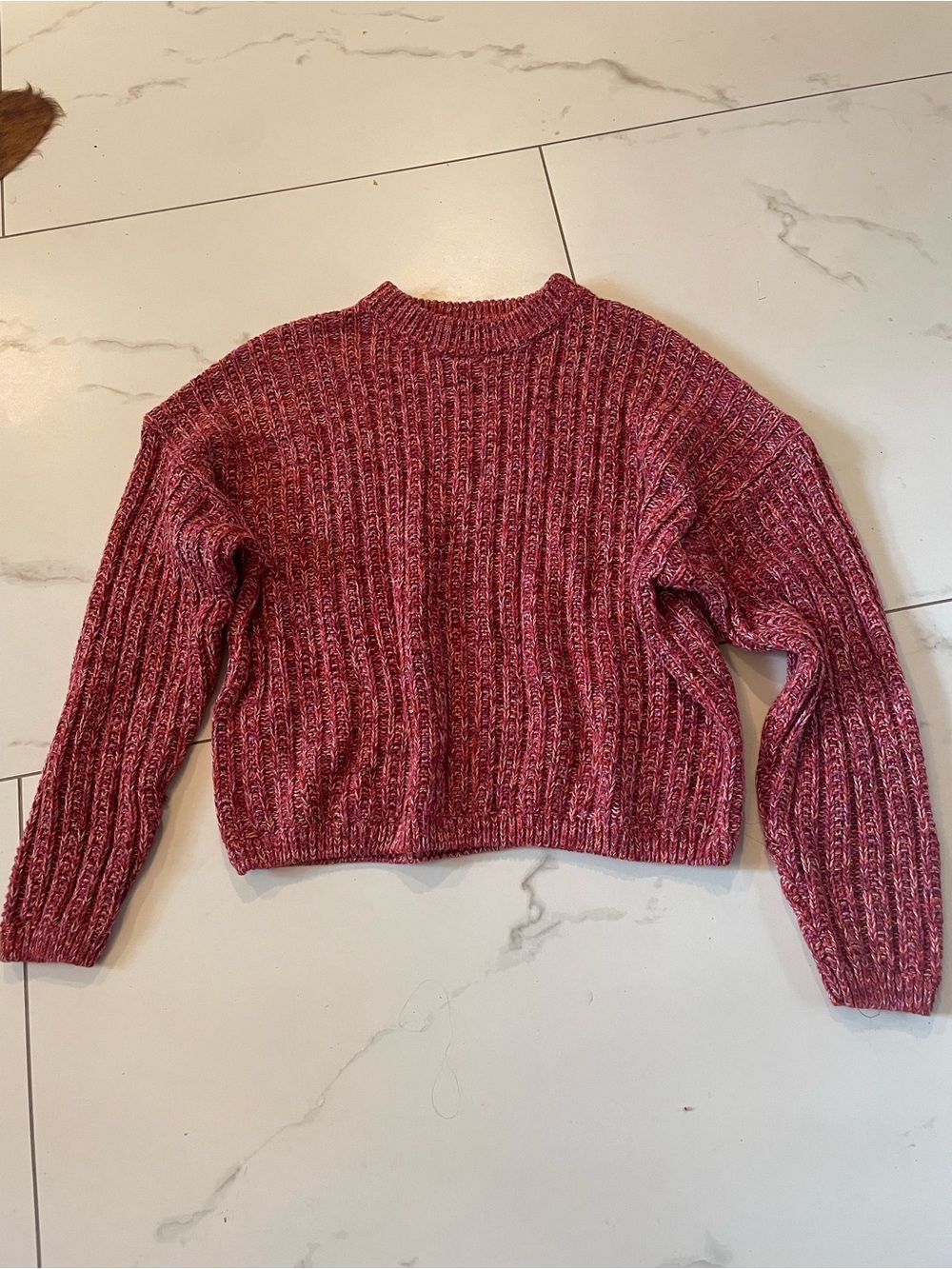 Universal Thread Marled Rose Ribbed Crew Sweater